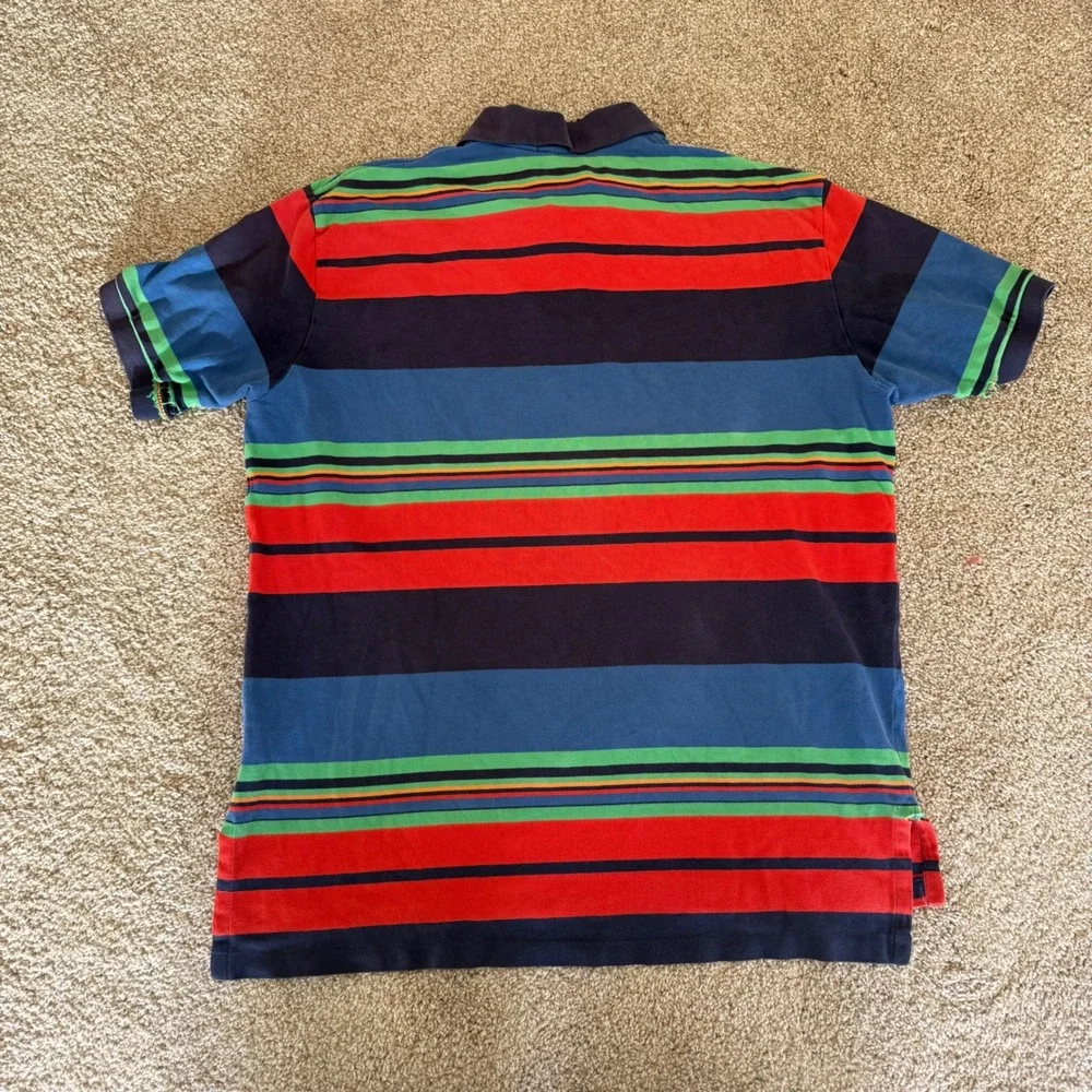Polo Ralph Lauren Polo Shirt Men XL Multi Color Striped Short Sleeve Repair